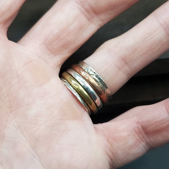 Size 7 Sterling Silver Triple Band Spinner Ring - Picture 2 of 6